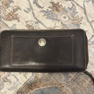 Coach Brown Leather Wallet with Silver Button